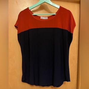 Orange Navy Blue Blouse